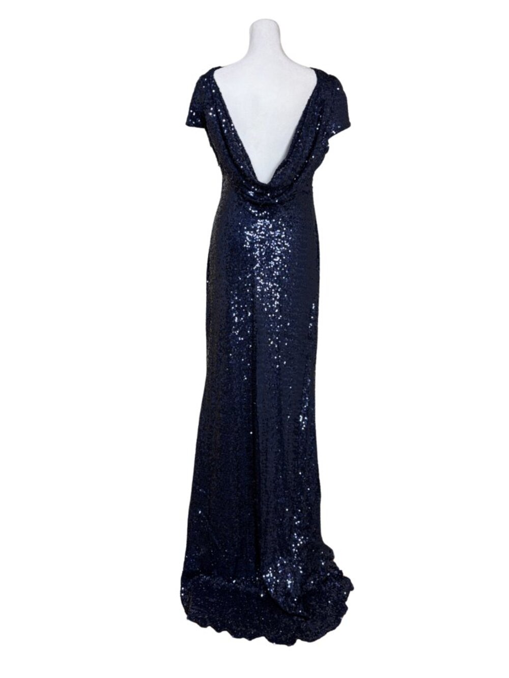 Badgley Mischka Size 12 Navy Sequin Evening Gown